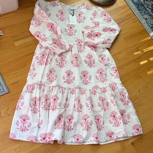 Navybleu NWT size small midi dress pink block print